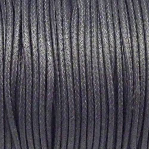 R-5m de cordon polyester enduit 2mm souple imitation cuir gris foncé argenté 