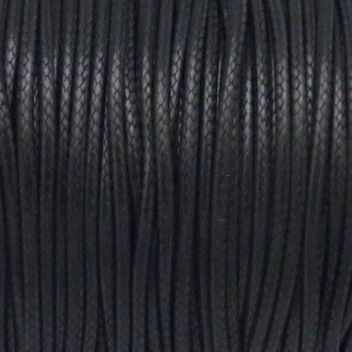 5m de cordon polyester enduit 1,5mm souple imitation cuir noir brillant