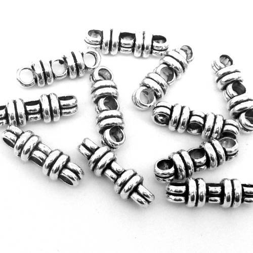 5 perles connecteur multi rangs 3 rangs 20mm en métal argenté