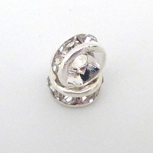 R-30 mini perles rondelle strass 5mm intercalaire argenté brillant 