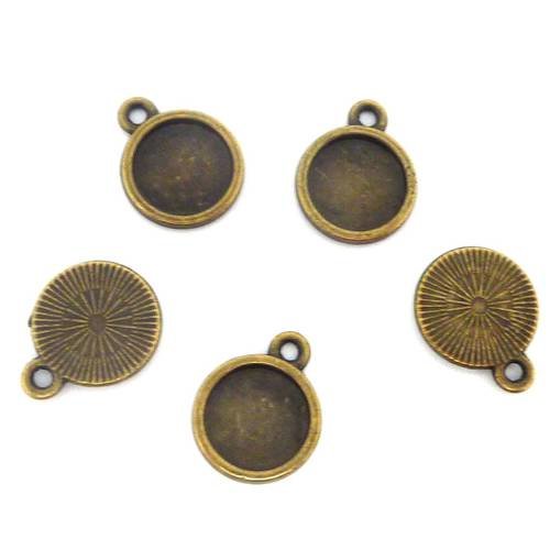 Lot de 5 supports cabochon rond pendentif pour cabochon de 10mm en métal de couleur bronze