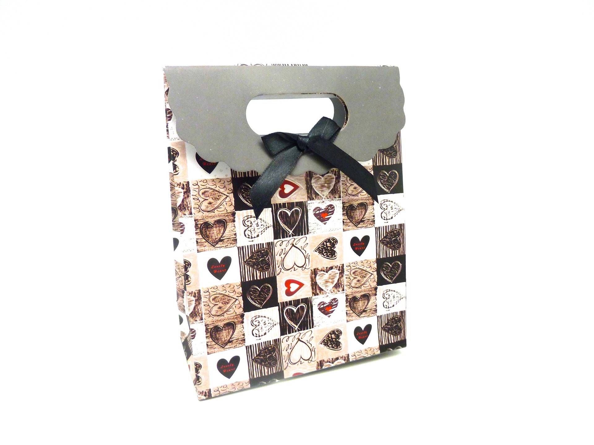 cœurs 13cm x 9cm x 5cm Pochette sac cadeau à fermeture scratch gift pouch 