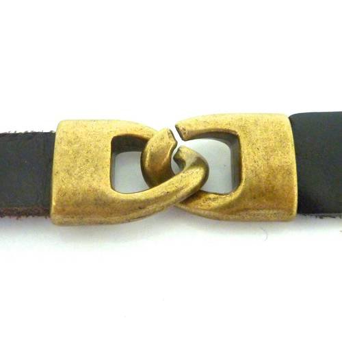 R-fermoir crochet pour lanière cuir 10-12mm en métal de couleur bronze