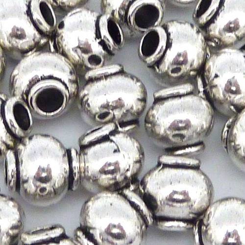 50 perles connecteur 8,5 mm tube arrondi, tonneau en métal argenté