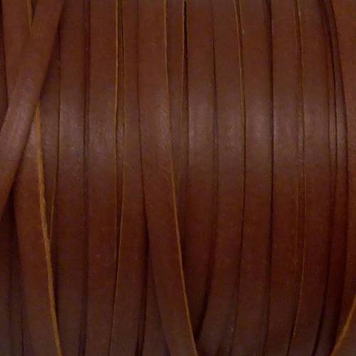1m de lanière cuir plat 3mm de couleur marron, très fin - cuir veritable 