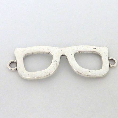 20 pendentifs connecteur lunette style vintage 45,4 x 15,2mm en métal argenté 