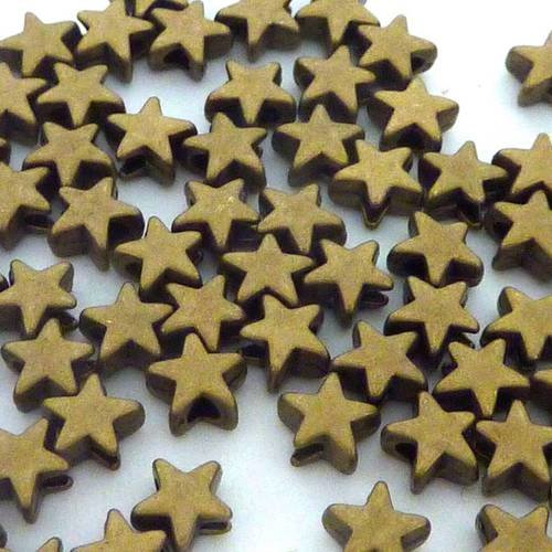 100 mini perles étoiles 5mm en métal de couleur bronze