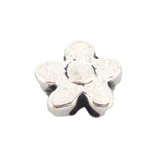 3 perles passant fleur 11,8mm gros trou en métal argenté