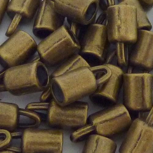 100 embouts pour cordon 3mm en métal bronze lisse 