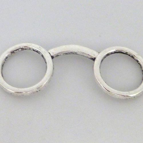 3 pendentifs connecteur lunette rétro 47 x 15mm en métal argenté légèrement incurvé