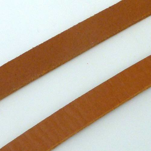 R-20cm cuir plat largeur 9,6mm de couleur marron camel - cuir veritable 