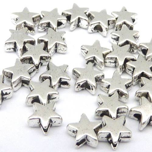 50 mini perles étoiles 5mm en métal argenté
