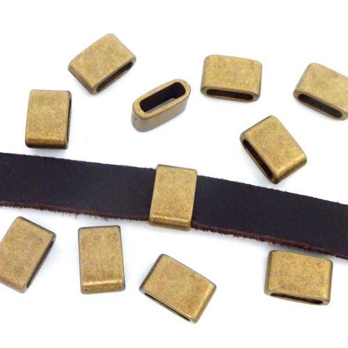 20 perles passant rectangulaire 12,1mm en métal de couleur bronze 