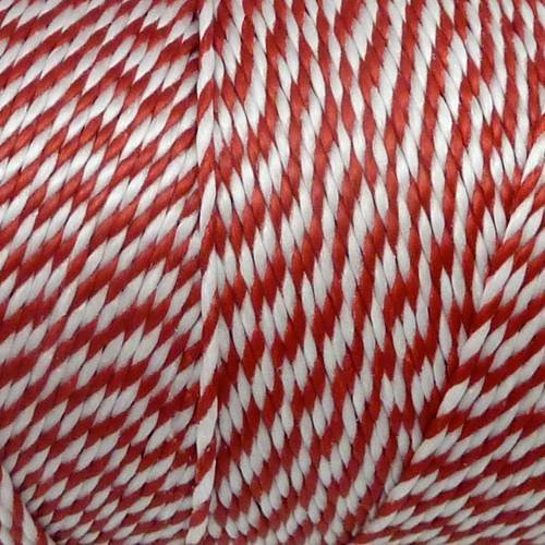 10m fil polyester ciré 0,8mm bicolore rouge et blanc 