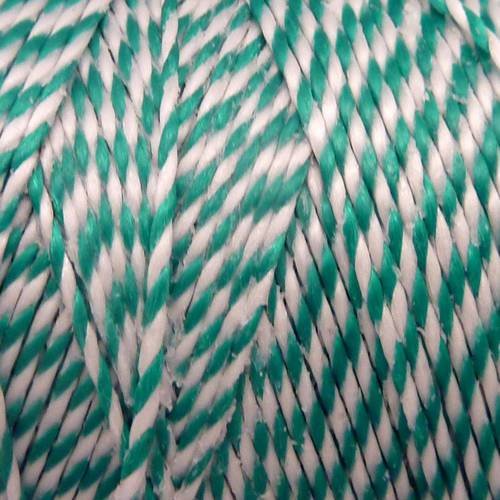 10m fil polyester ciré 0,8mm bicolore vert et blanc 