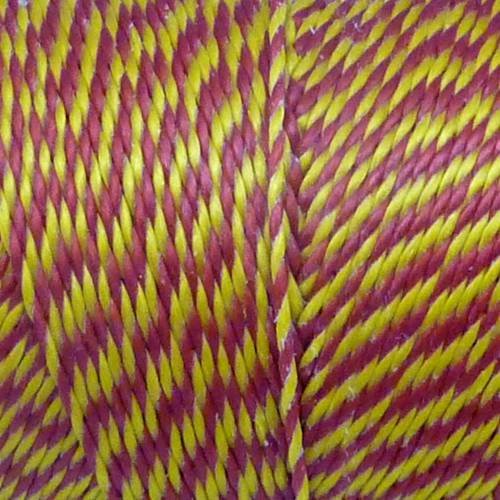 10m fil polyester ciré 0,8mm bicolore jaune et rouge 