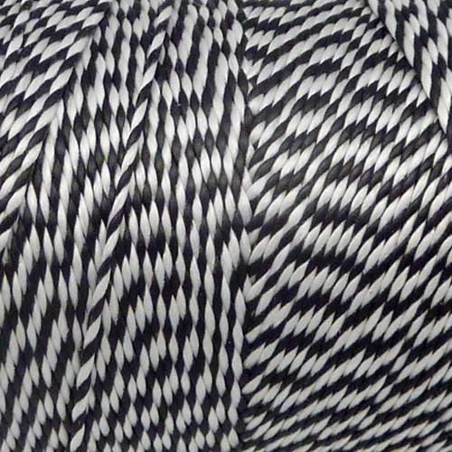 10m fil polyester ciré 0,8mm bicolore noir et blanc 