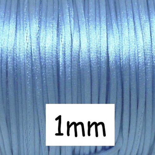 10m de cordon 1mm queue de rat bleu clair brillant ficelle chinoise