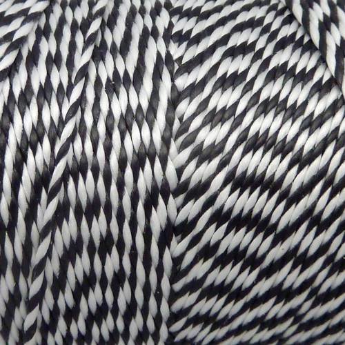 5m fil polyester ciré 0,8mm bicolore noir et blanc 