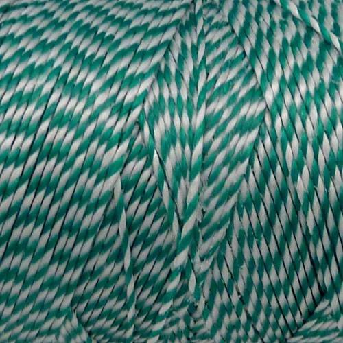 5m fil polyester ciré 0,8mm bicolore vert et blanc 