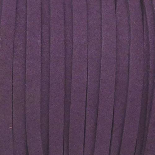 1m cordon plat daim synthétique 5mm violet 