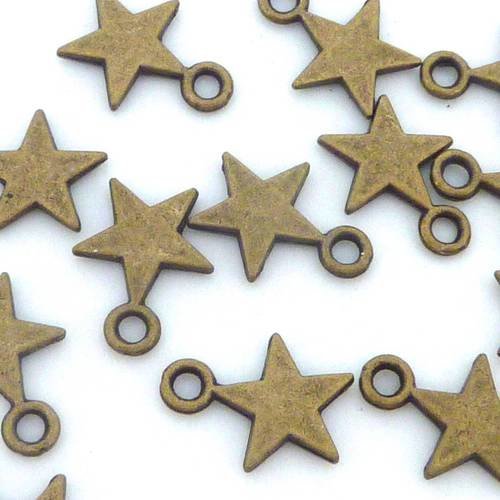 5 breloques étoile 12,6mm en métal de couleur bronze