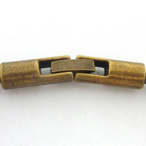 Fermoir à clip avec embout rond pour cuir de 3mm en métal de couleur bronze 