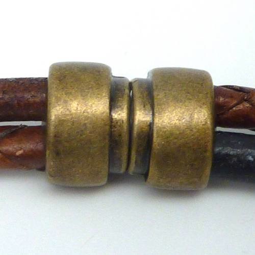 Fermoir aimanté double pour 2 cordons de 4,5 - 5mm en métal de couleur bronze 