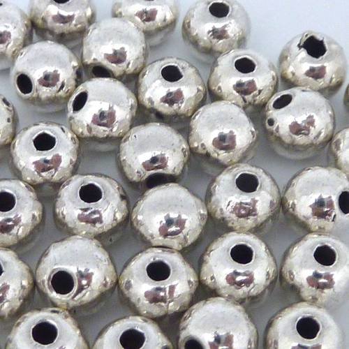20 perles connecteur ronde lisse 6mm en métal argenté