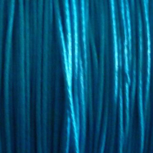 R-10m cordon coton ciré 1mm de couleur bleu turquoise