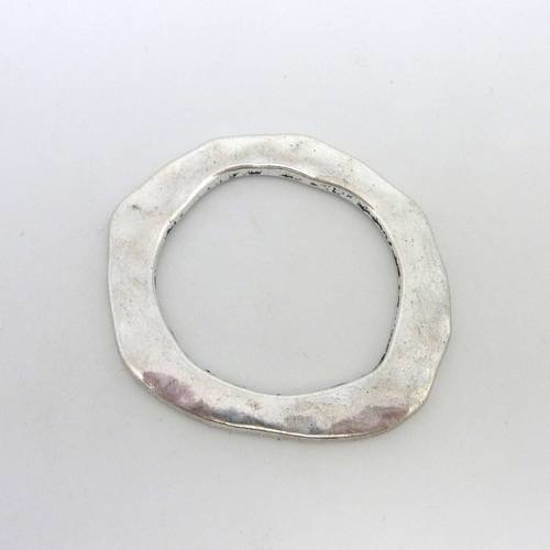 R-grand anneau connecteur 53mm en métal argenté martelé