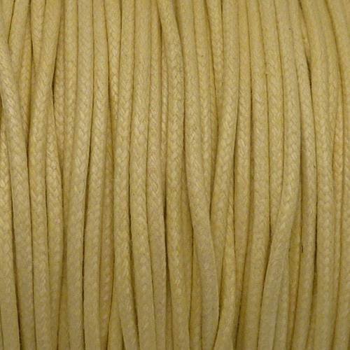 15m cordon coton ciré 2mm de couleur jaune pâle, crème