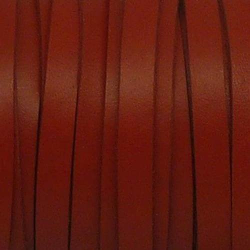 1m cuir plat largeur 5mm de couleur rouge - cuir veritable 
