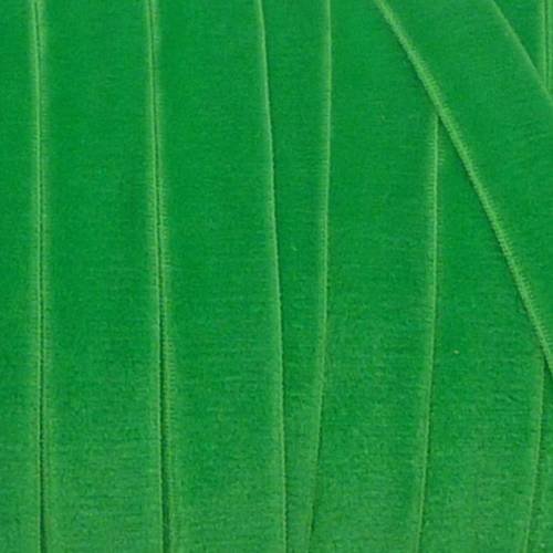 1m ruban velours élastique plat largeur 10mm de couleur vert 