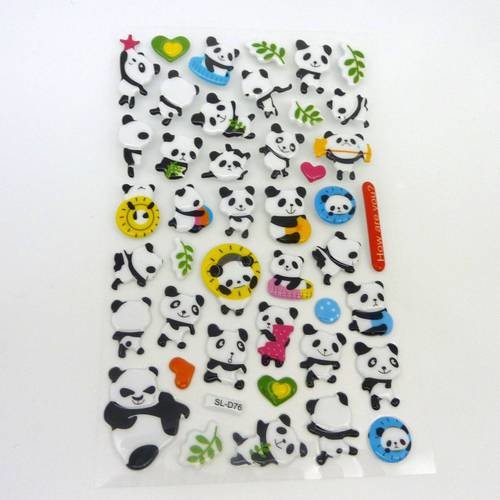 41 stickers panda taille variable de 8mm à 24mm