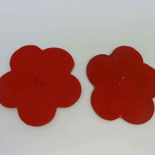 Lot de 10 fleurs 6cm en cuir de couleur rouge