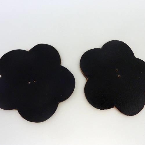 Lot de 10 fleurs 6cm en cuir de couleur noir