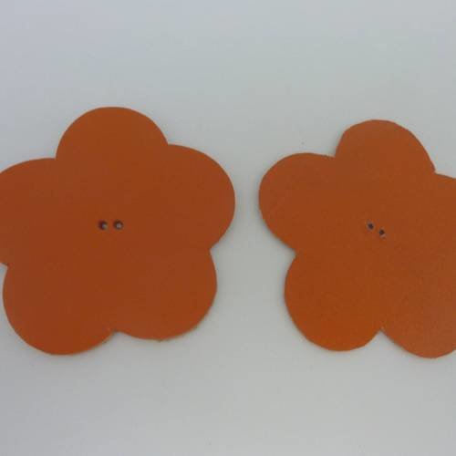 Lot de 10 fleurs 6cm en cuir de couleur orange
