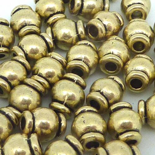 25 perles fine ronde tonneau 5mm en métal de couleur doré pâle trou 1,6mm