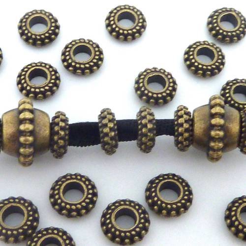 10 perles intercalaire ronde 7,7mm mini boule en métal de couleur bronze 