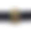 5 perles passant rectangle arrondi gravé de points en métal de couleur bronze pour cuir regaliz ou deux cordons de 6mm 