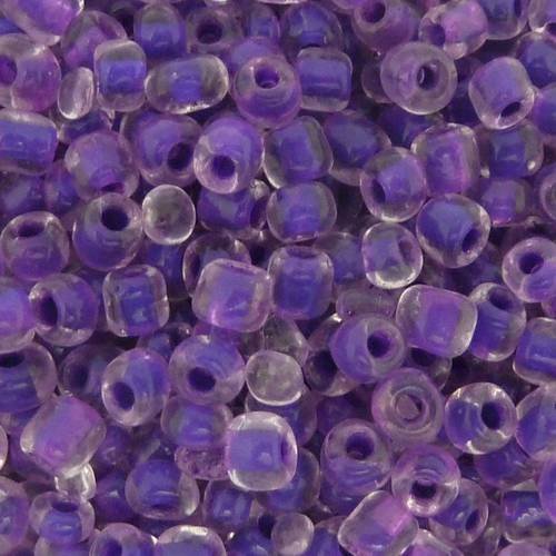 R-20g de perles de rocaille de couleur violet lilas transparent 3,7mm en verre