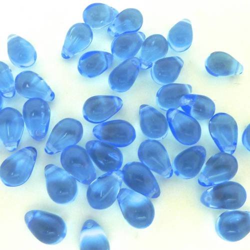36g de perles gouttes en verre de couleur bleu saphir clair 9,2mm - environ 100 pièces 