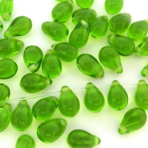 36g de perles gouttes soit environ 100 pièces en verre de couleur vert olive clair 9,2mm