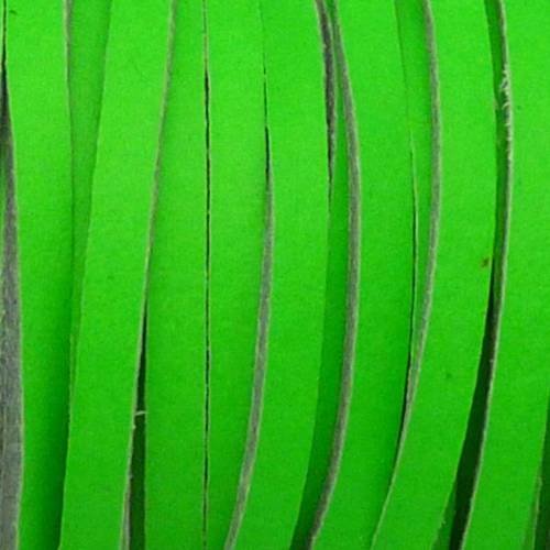 1m lanière cuir plat 3,5mm de couleur vert fluo 