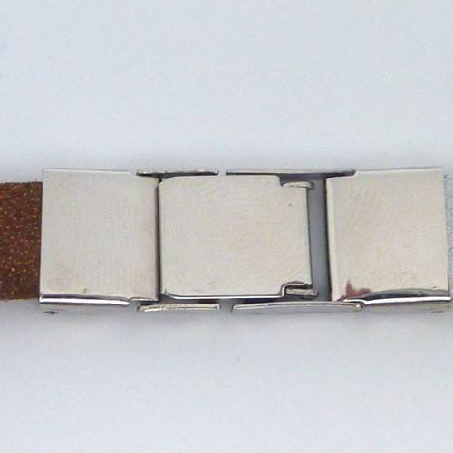 Fermoir clip griffe pour lanière cuir, suédine de 10mm de large