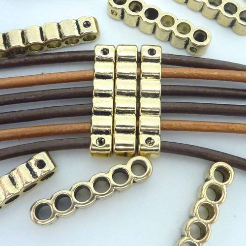 Lot de 20 perles connecteur multi rangs 6 rangs 26,5mm en métal doré pâle