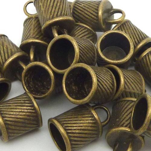 20 embouts pour cordon de 8mm en métal de couleur bronze