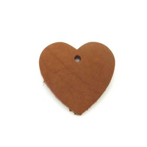 R-pendentif coeur en cuir 56mm de couleur marron