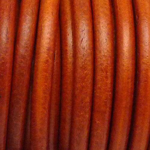 1m de cordon cuir rond 4,6mm de couleur orange 